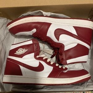 Nike Red and White High-Top Sneakers